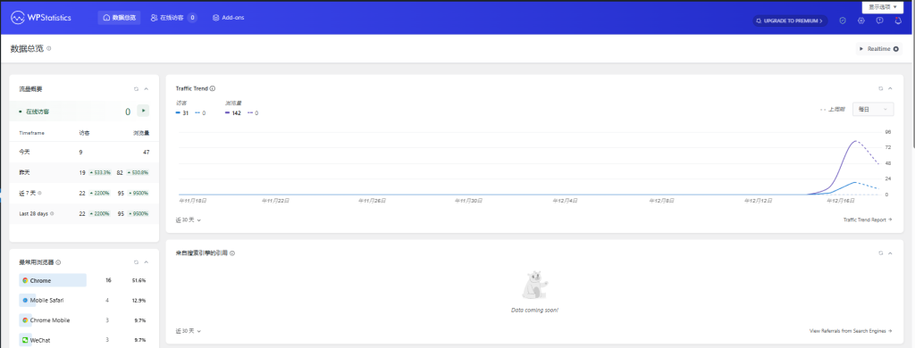 WP Statistics插件界面